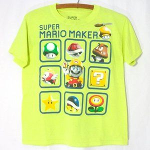 2016 Nintendo SUPER MARIO Kids Boys Neon Green T-Shirt Size L LARGE